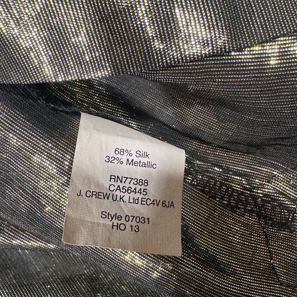 J.Crew Silk Metallic Blend Gold Shimmer Boho Long Sleeves Tunic Blouse Size 8 - Picture 16 of 16